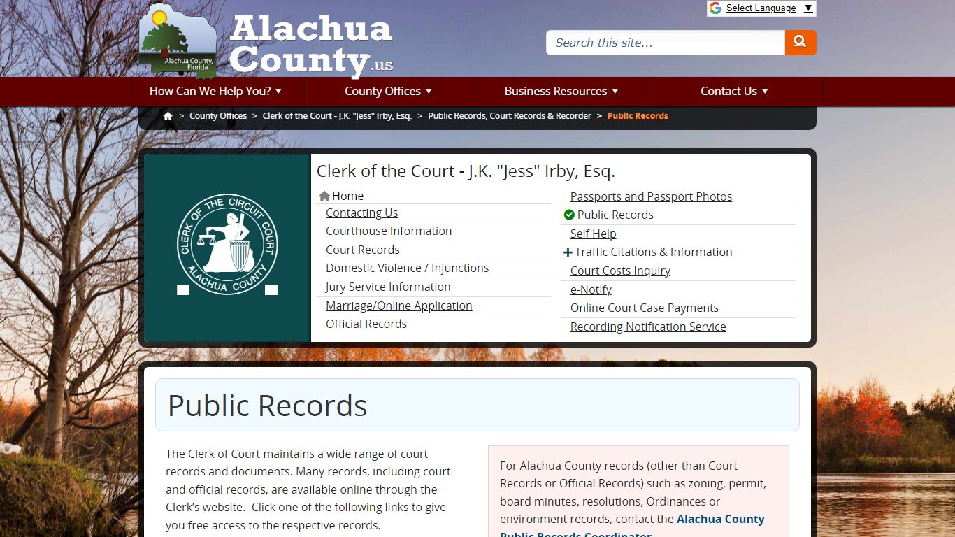 Public Records - Alachua County, Florida