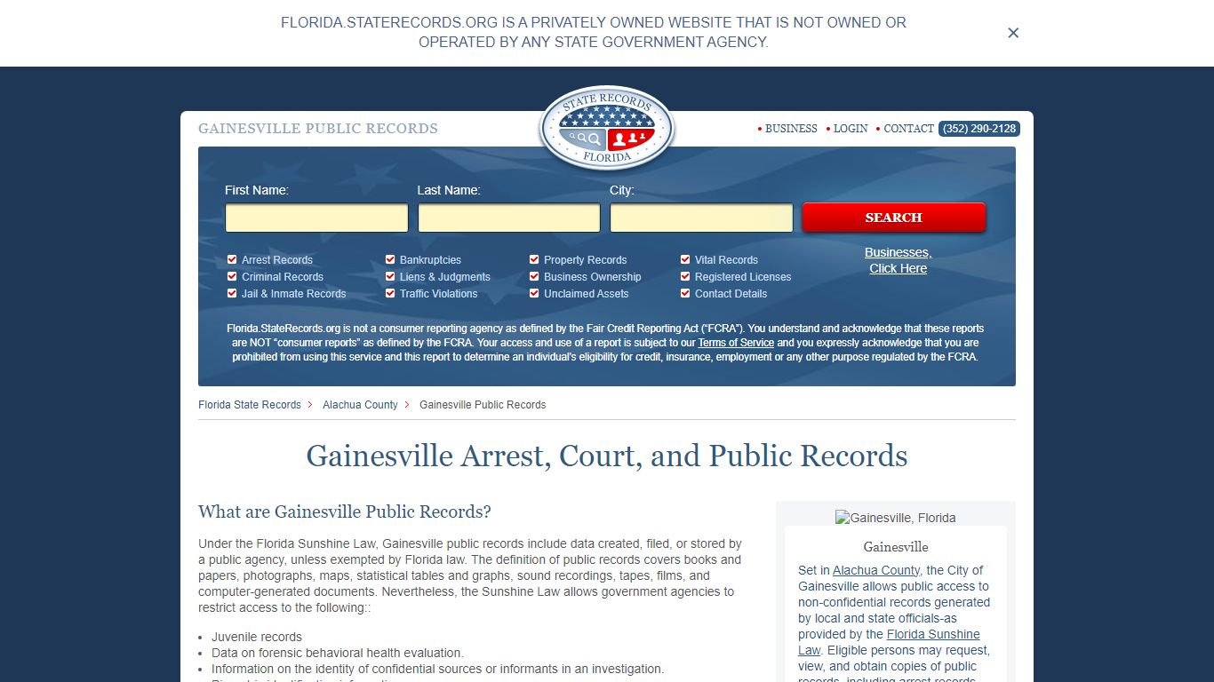 Gainesville Arrest and Public Records | Florida.StateRecords.org