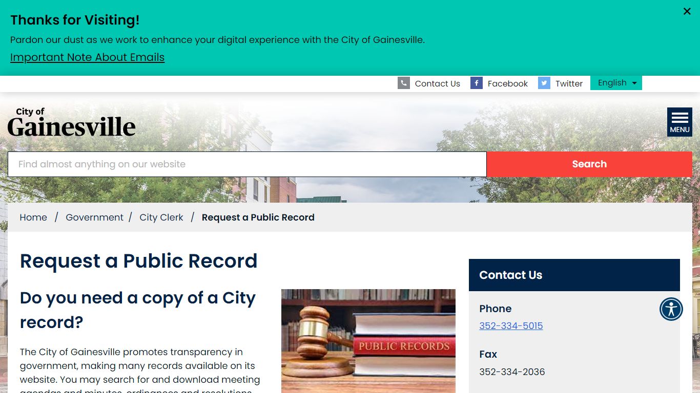 Request a Public Record Welcome to the City of Gainesville