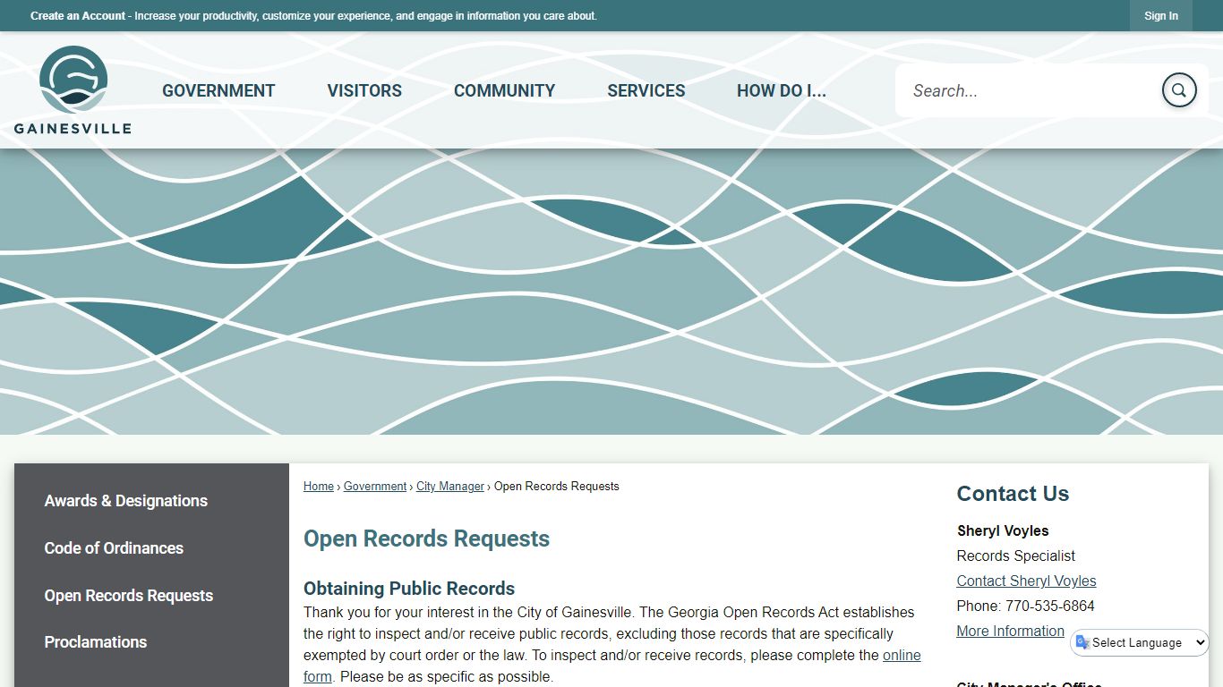 Open Records Requests | Gainesville, GA